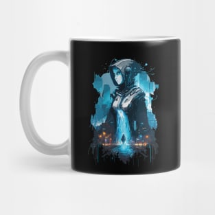 Young Woman Cyber Sci-Fi Fantasy Story Heroine Mug